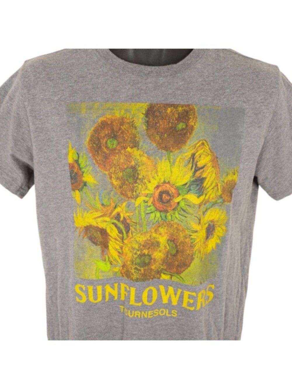 Sunflowers T Shirt Mens Size Medium Gray Tournesols Nature Tee